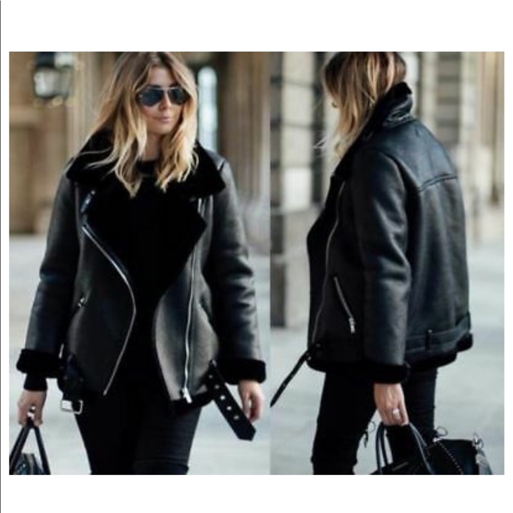 Zara moto faux leather jacket